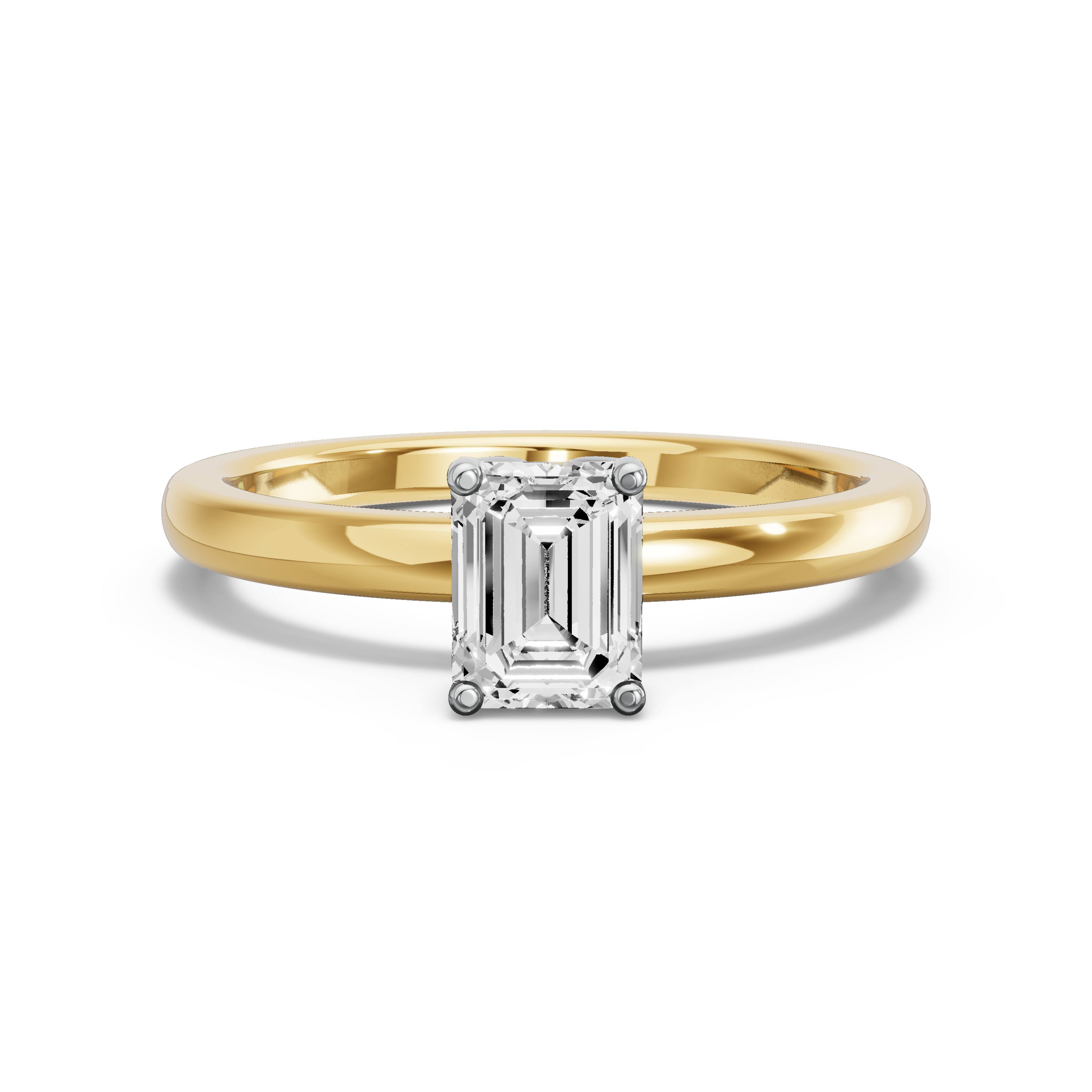 Image for Emerald Tulip Basket Ring with Solitaire band in 10K Two Tone Yellow Gold
