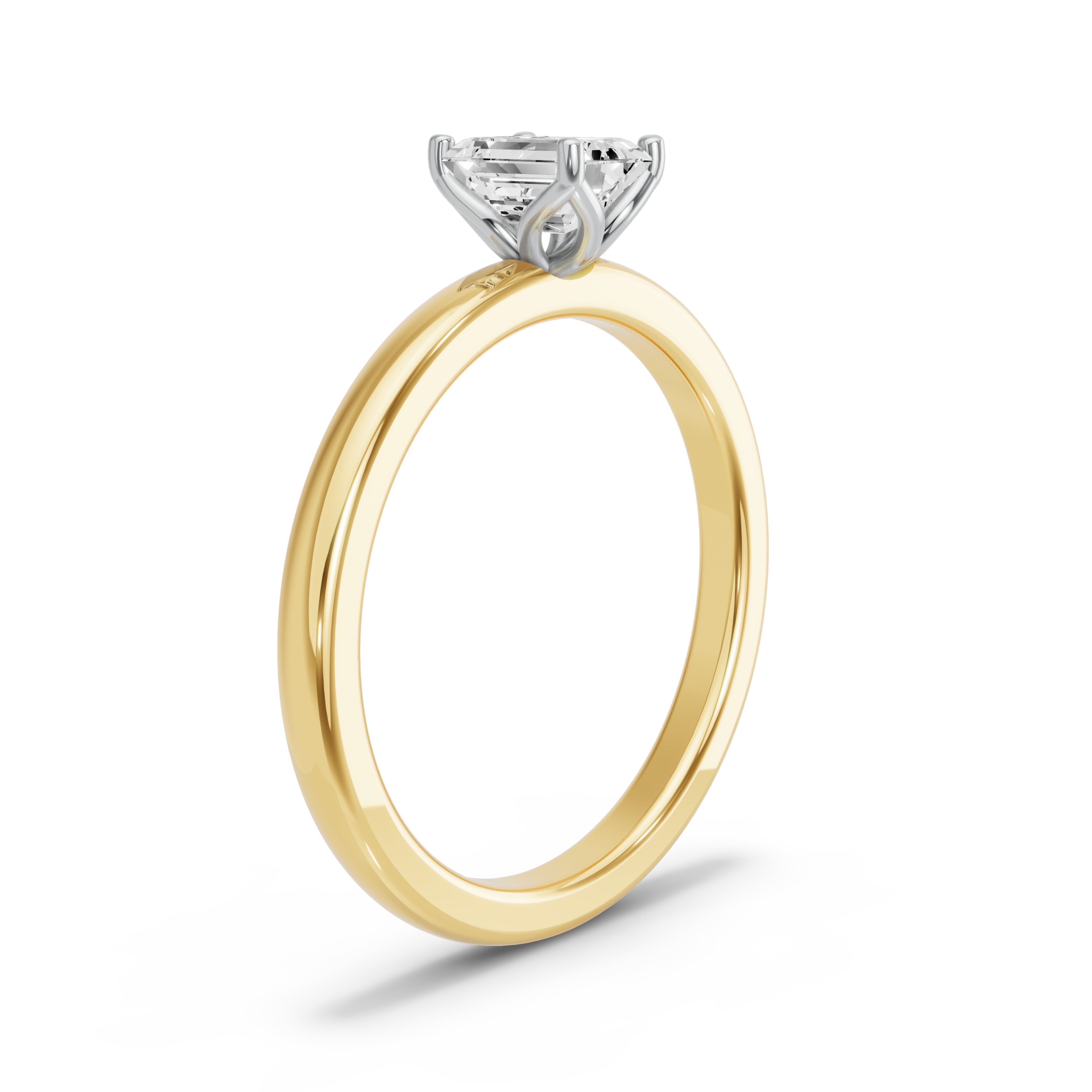 Image for Emerald Tulip Basket Ring with Solitaire band in 10K Two Tone Yellow Gold