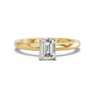 Image for Emerald Tulip Basket Ring with Solitaire band in 18K Yellow Gold