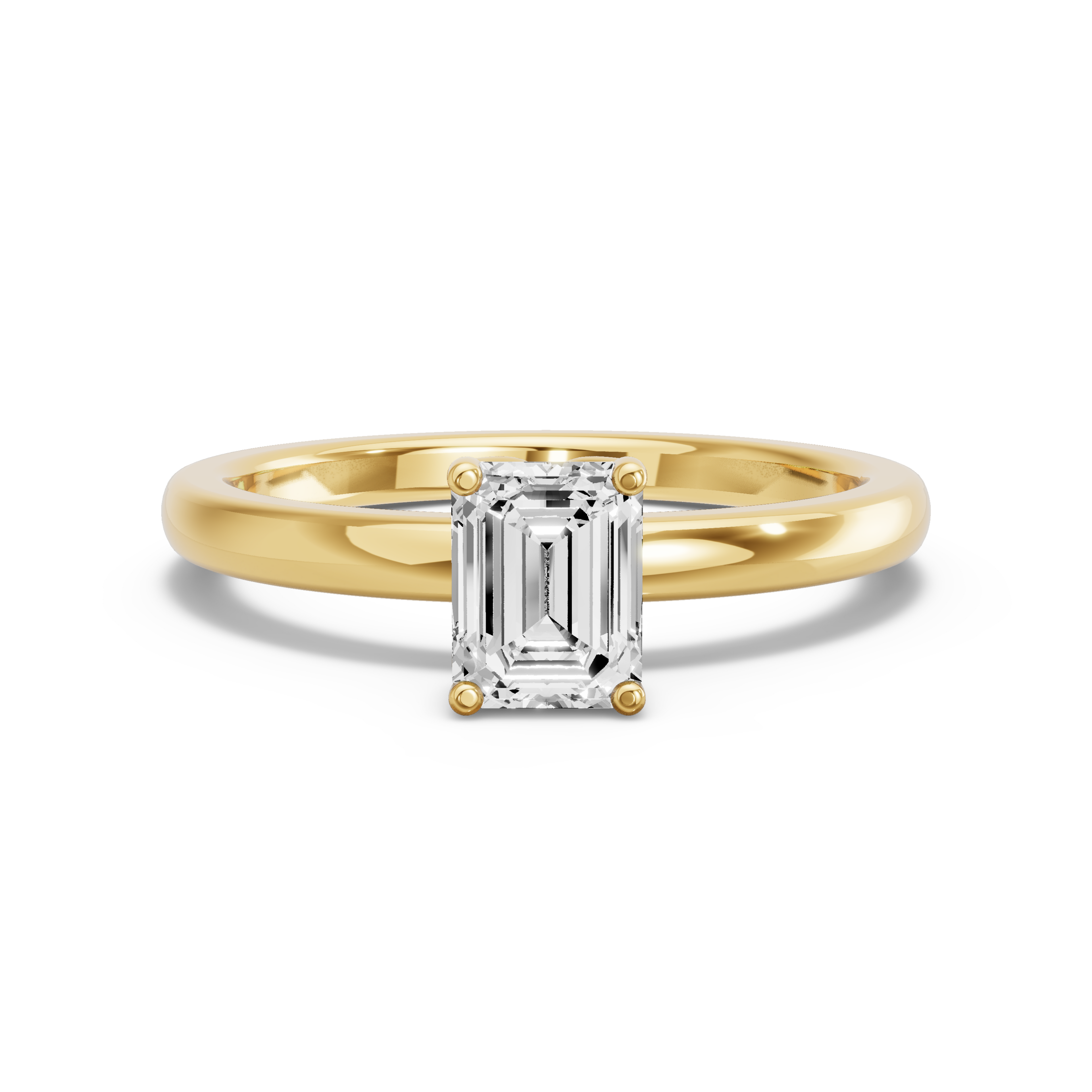 Image for Emerald Tulip Basket Ring with Solitaire band in 18K Yellow Gold