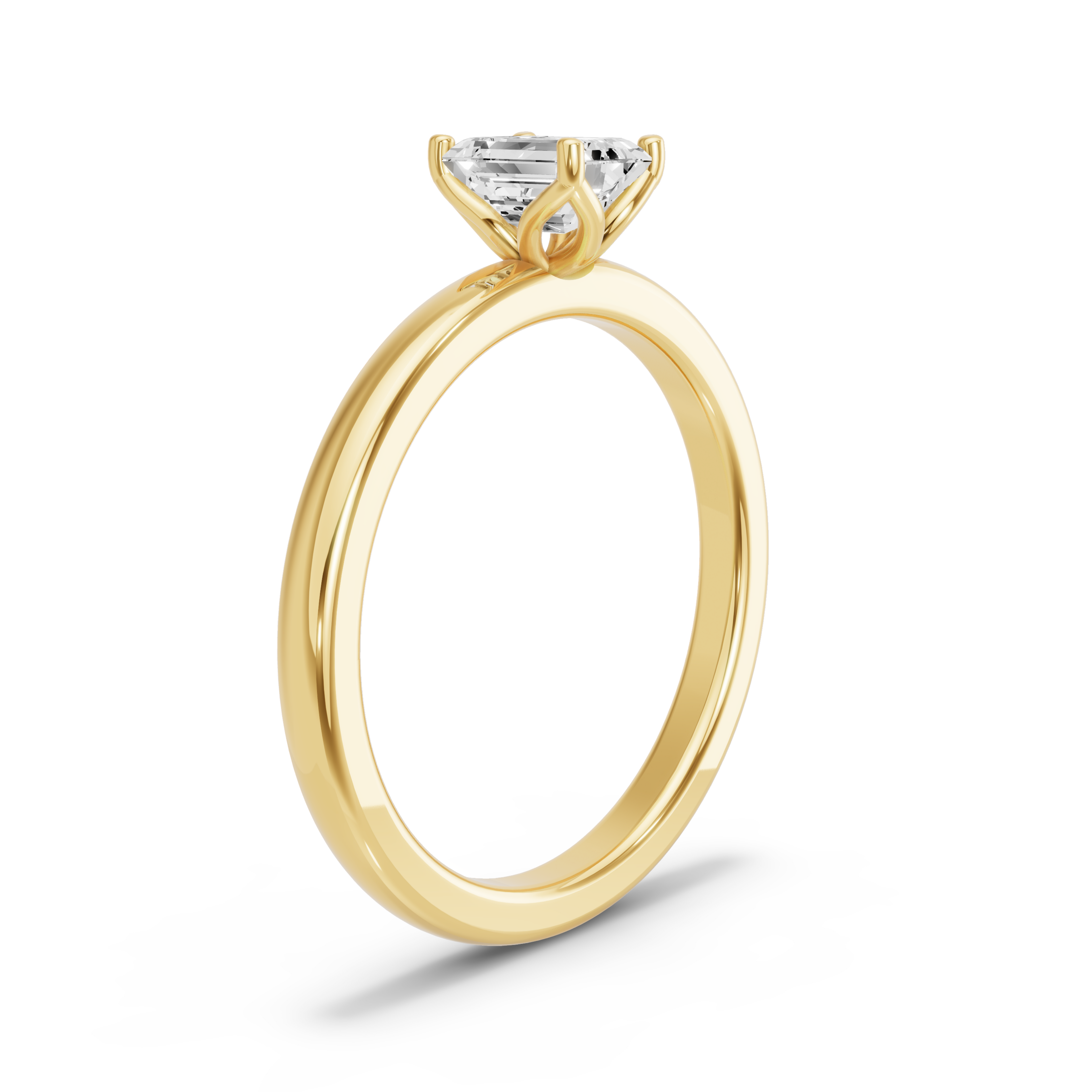 Image for Emerald Tulip Basket Ring with Solitaire band in 10K Yellow Gold