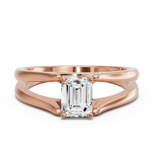 Image for Emerald Tulip Basket Ring with Split Ring Solitaire band