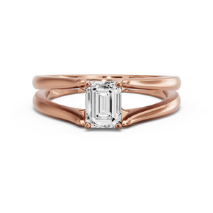 Image for Emerald Tulip Basket Ring with Split Ring Solitaire band