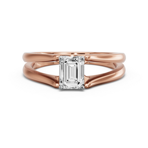 Image for Emerald Tulip Basket Ring with Split Ring Solitaire band