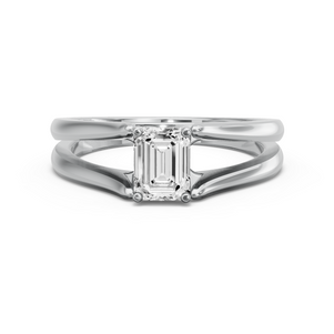 Image for Emerald Tulip Basket Ring with Split Ring Solitaire band