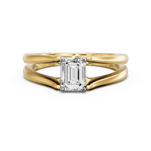 Image for Emerald Tulip Basket Ring with Split Ring Solitaire band