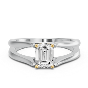 Image for Emerald Tulip Basket Ring with Split Ring Solitaire band