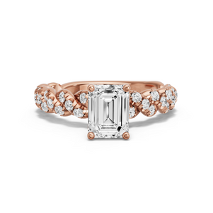 Image for Emerald Tulip Basket Ring with Twist Pave band