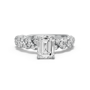 Image for Emerald Tulip Basket Ring with Twist Pave band