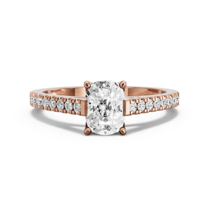 Image for Cushion Tulip Basket Ring with Cathedral Pave band in 18K Rose Gold