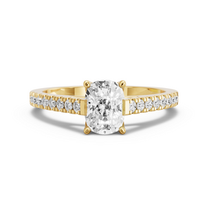 Image for Cushion Tulip Basket Ring with Cathedral Pave band in 18K Yellow Gold