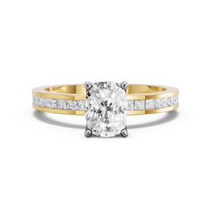Image for Cushion Tulip Basket Ring with Channel band in 18K Two Tone Yellow Gold