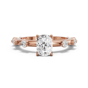 Image for Cushion Tulip Basket Ring with Floating Station band in 18K Rose Gold