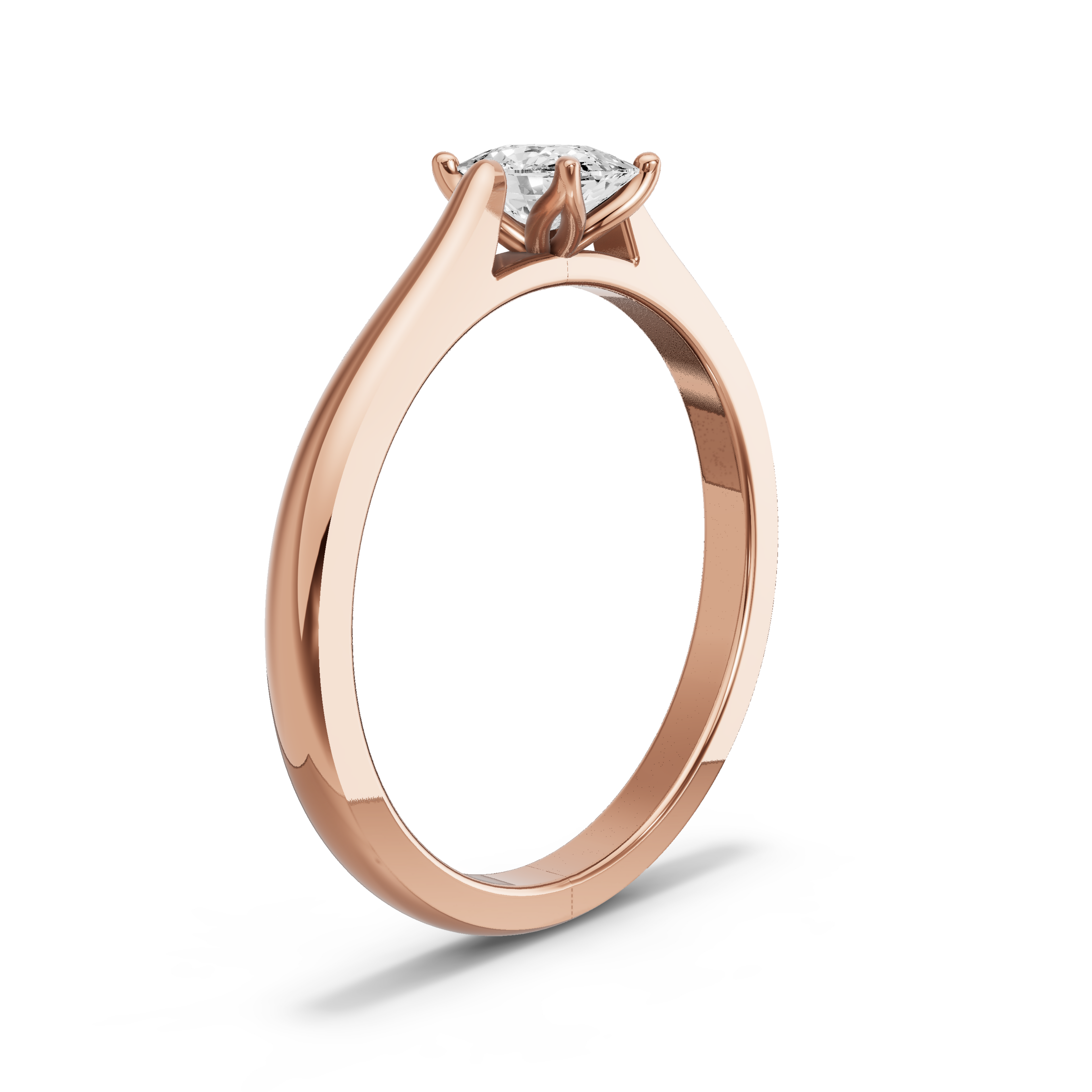 Image for Cushion Tulip Basket Ring with Knife Edge Cathedral band in 10K Rose Gold