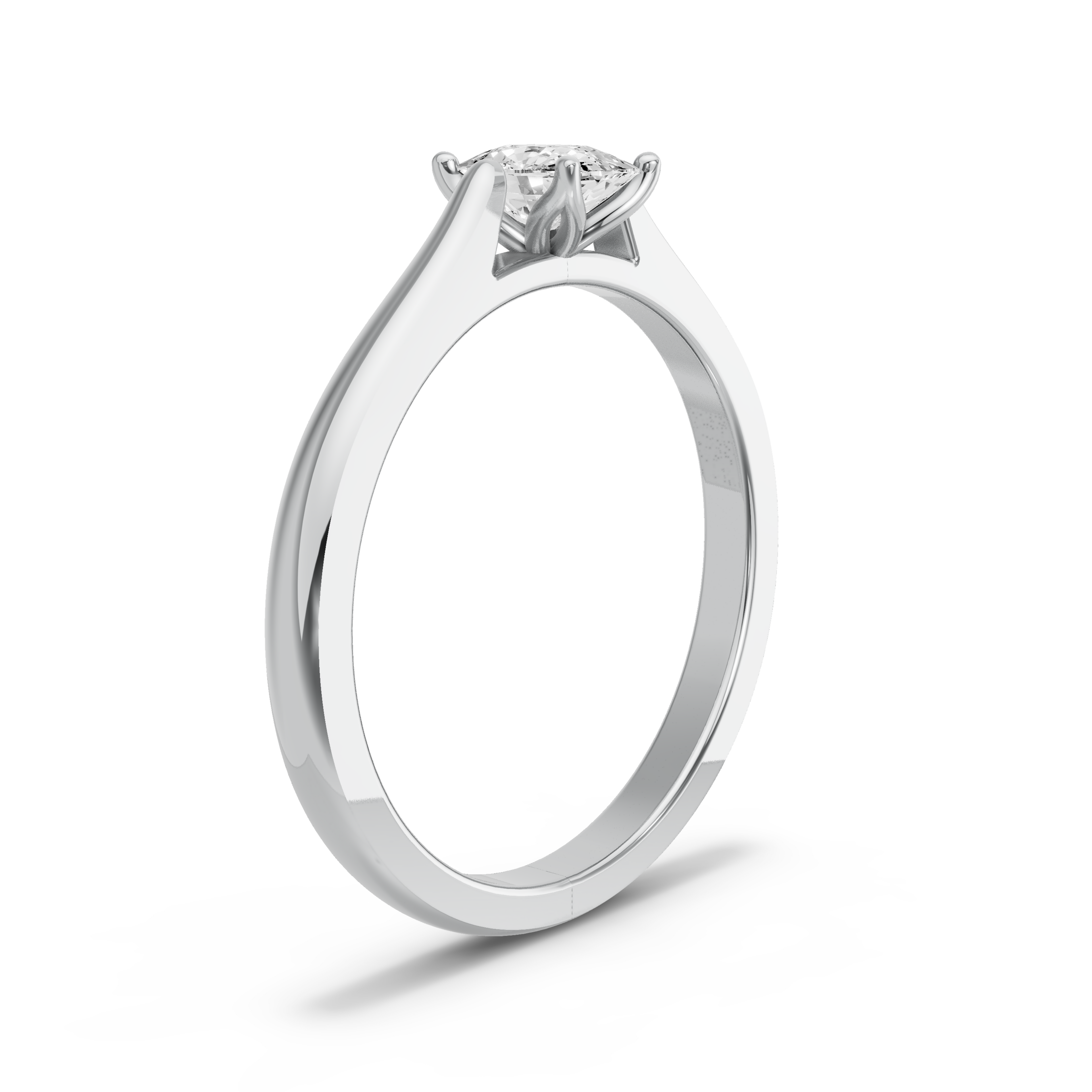 Image for Cushion Tulip Basket Ring with Knife Edge Cathedral band in 18K White Gold