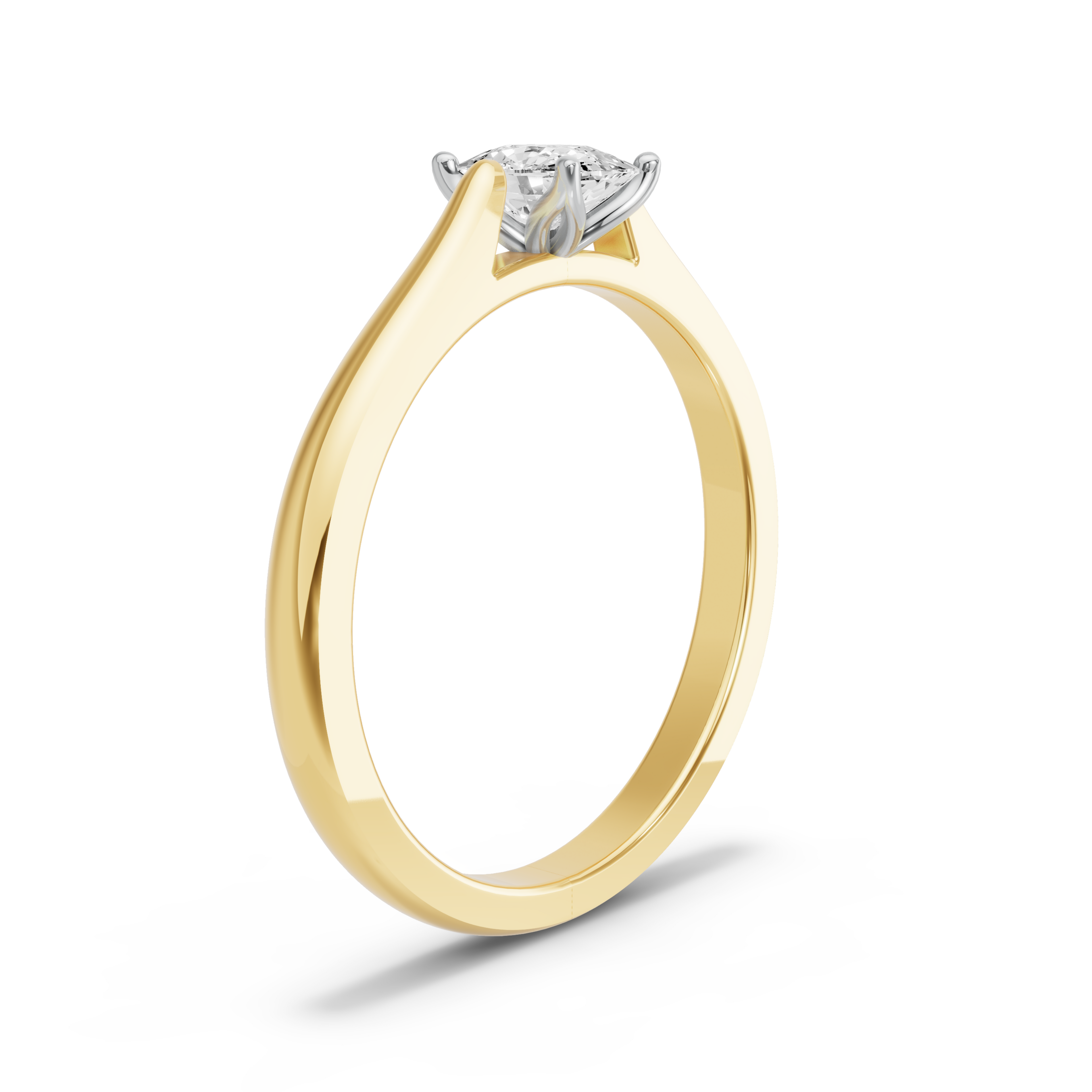 Image for Cushion Tulip Basket Ring with Knife Edge Cathedral band in 10K Two Tone Yellow Gold