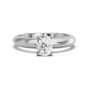 Image for Cushion Tulip Basket Ring with Knife Edge Solitaire band in 14K White Gold