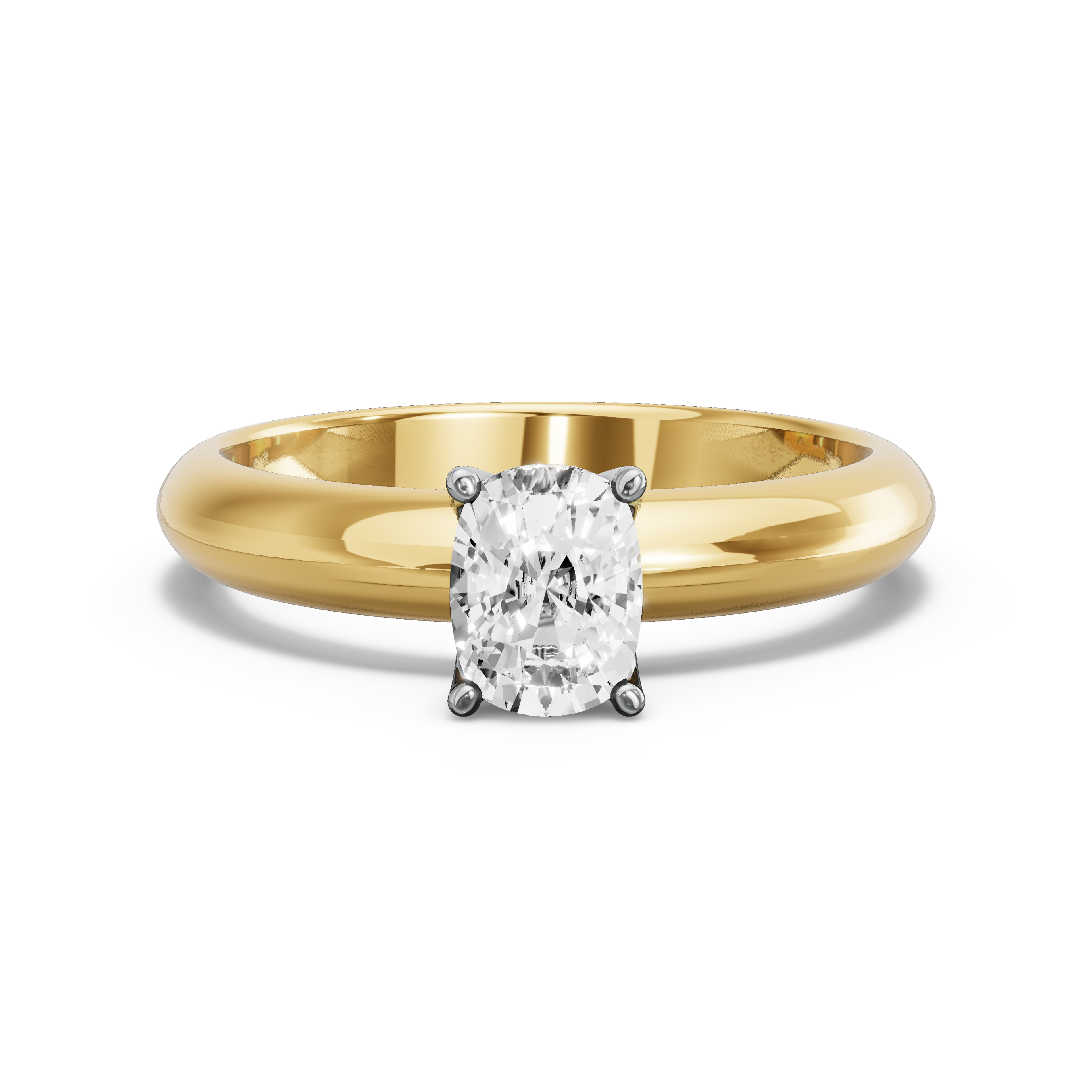 Image for Cushion Tulip Basket Ring with Knife Edge Solitaire band in 18K Two Tone Yellow Gold