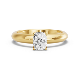 Image for Cushion Tulip Basket Ring with Knife Edge Solitaire band in 14K Yellow Gold