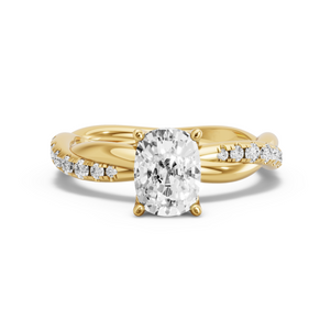 Image for Cushion Tulip Basket Ring with Rope Pave band in 14K Yellow Gold