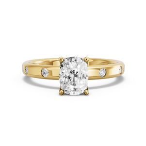 Image for Cushion Tulip Basket Ring with Sleek Accent band in 10K Yellow Gold