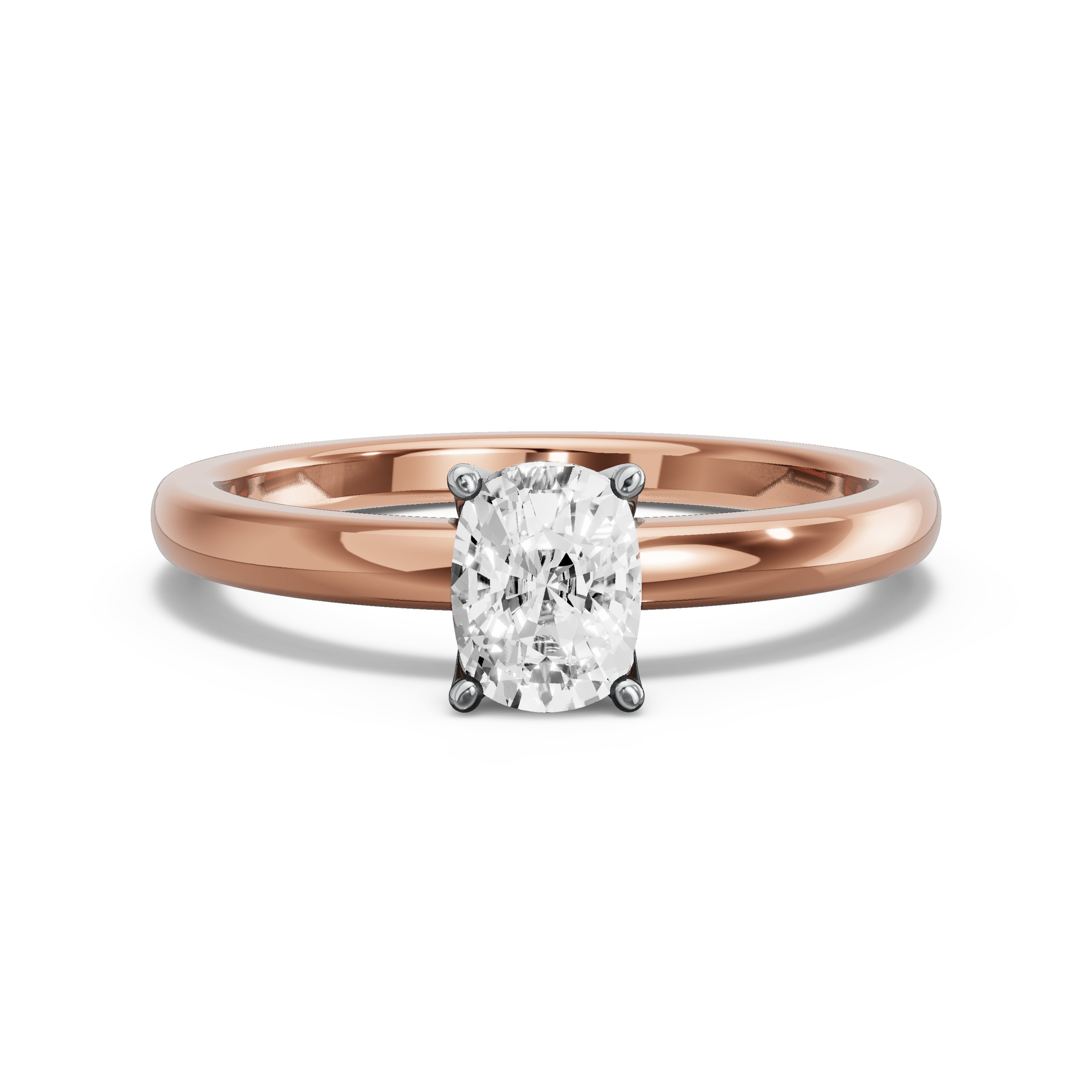 Image for Cushion Tulip Basket Ring with Solitaire band in 18K Two Tone Rose Gold