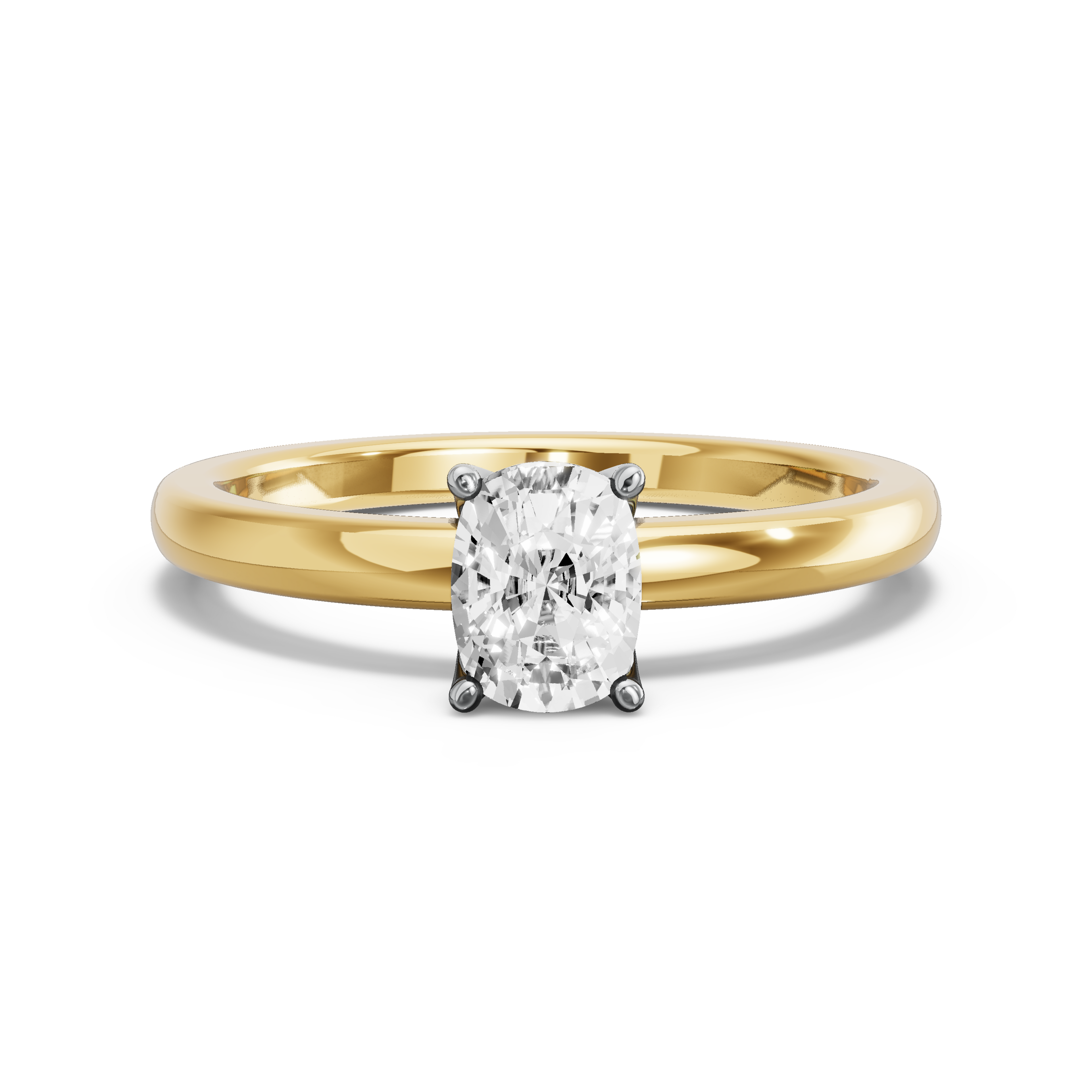Image for Cushion Tulip Basket Ring with Solitaire band in 18K Two Tone Yellow Gold