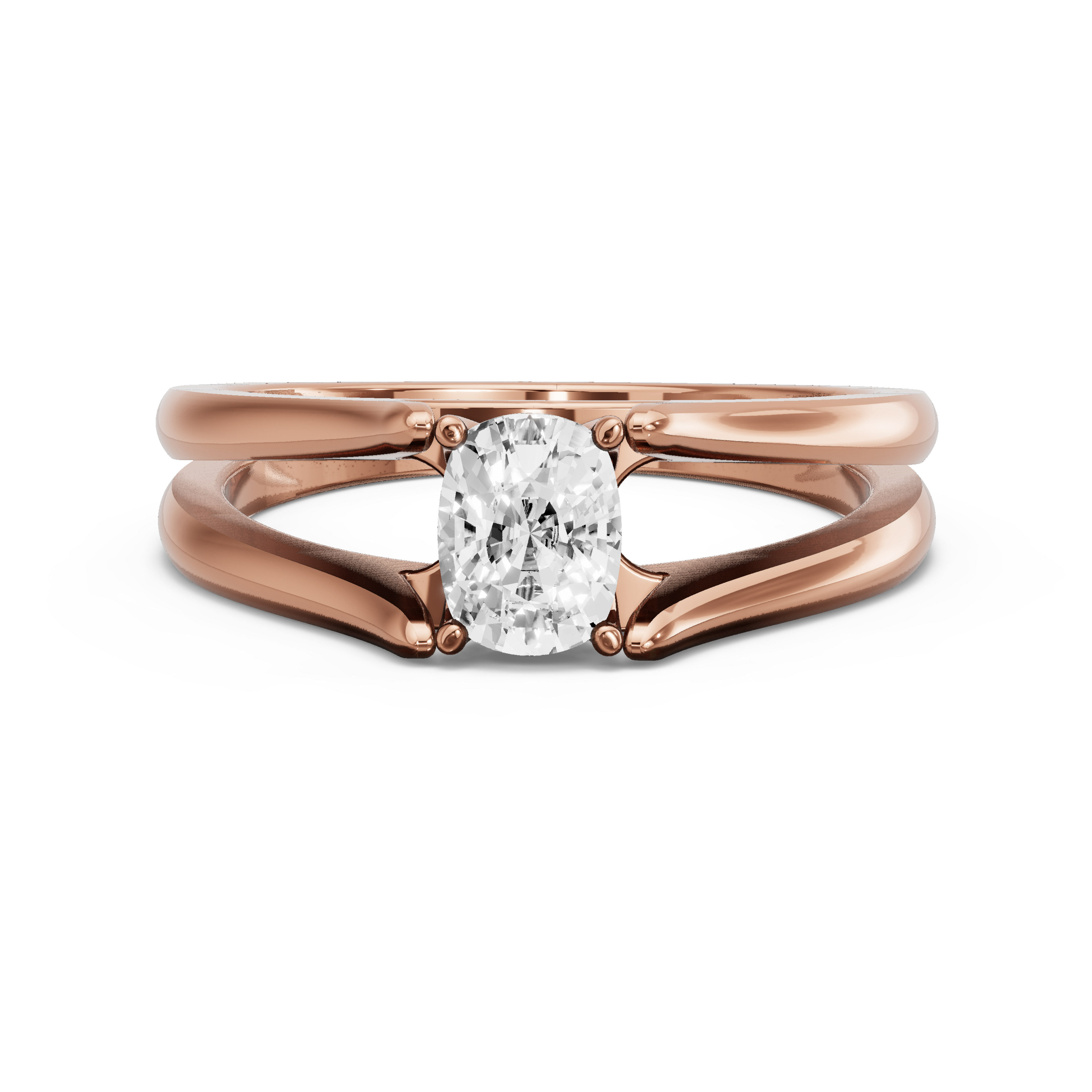 Image for Cushion Tulip Basket Ring with Split Ring Solitaire band in 10K Rose Gold
