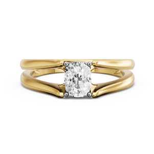 Image for Cushion Tulip Basket Ring with Split Ring Solitaire band in 10K Two Tone Yellow Gold