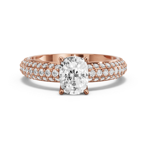 Image for Cushion Tulip Basket Ring with Triple Row Pave band in 10K Rose Gold