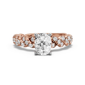 Image for Cushion Tulip Basket Ring with Twist Pave band in 14K Two Tone Rose Gold