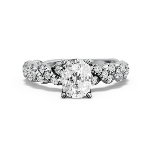 Image for Cushion Tulip Basket Ring with Twist Pave band in 18K White Gold