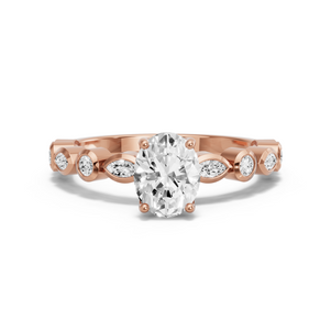Image for Oval Tulip Basket Ring with Alternating Marquise band