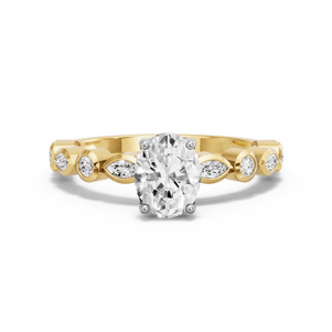 Image for Oval Tulip Basket Ring with Alternating Marquise band