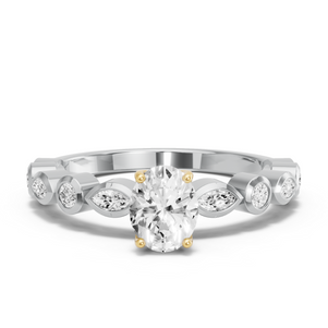 Image for Oval Tulip Basket Ring with Alternating Marquise band