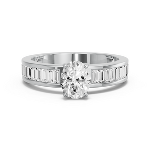 Image for Oval Tulip Basket Ring with Baguette Channel band