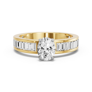 Image for Oval Tulip Basket Ring with Baguette Channel band