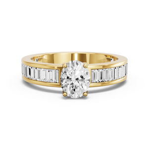 Image for Oval Tulip Basket Ring with Baguette Channel band