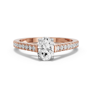 Image for Oval Tulip Basket Ring with Cathedral Pave band