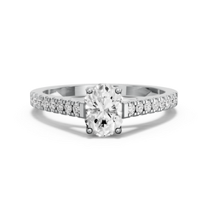 Image for Oval Tulip Basket Ring with Cathedral Pave band