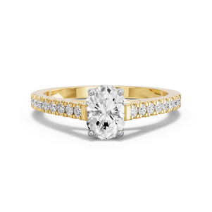 Image for Oval Tulip Basket Ring with Cathedral Pave band