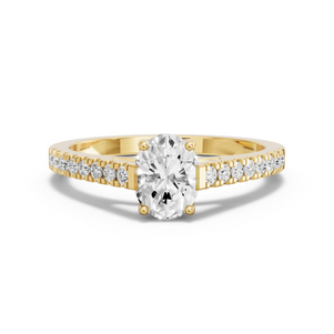 Image for Oval Tulip Basket Ring with Cathedral Pave band
