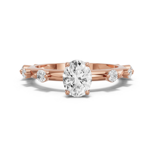 Image for Oval Tulip Basket Ring with Floating Station band in 18K Rose Gold