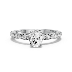 Image for Oval Tulip Basket Ring with French Pave band