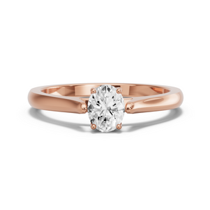 Image for Oval Tulip Basket Ring with Knife Edge Cathedral band in 18K Rose Gold