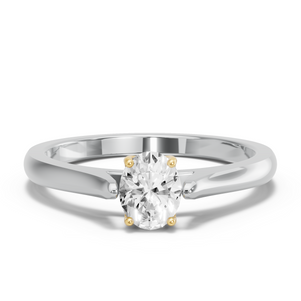 Image for Oval Tulip Basket Ring with Knife Edge Cathedral band
