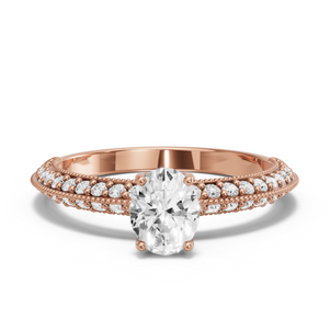 Image for Oval Tulip Basket Ring with Knife Edge Pave band