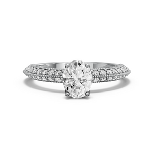 Image for Oval Tulip Basket Ring with Knife Edge Pave band in 950 Platinum