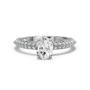 Image for Oval Tulip Basket Ring with Knife Edge Pave band