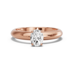 Image for Oval Tulip Basket Ring with Knife Edge Solitaire band in 18K Rose Gold